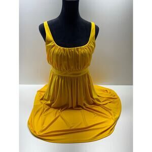 Essentials By ABS Women’s Dress Sz 10 Yellow Sleeveless Spring Fit And Flair